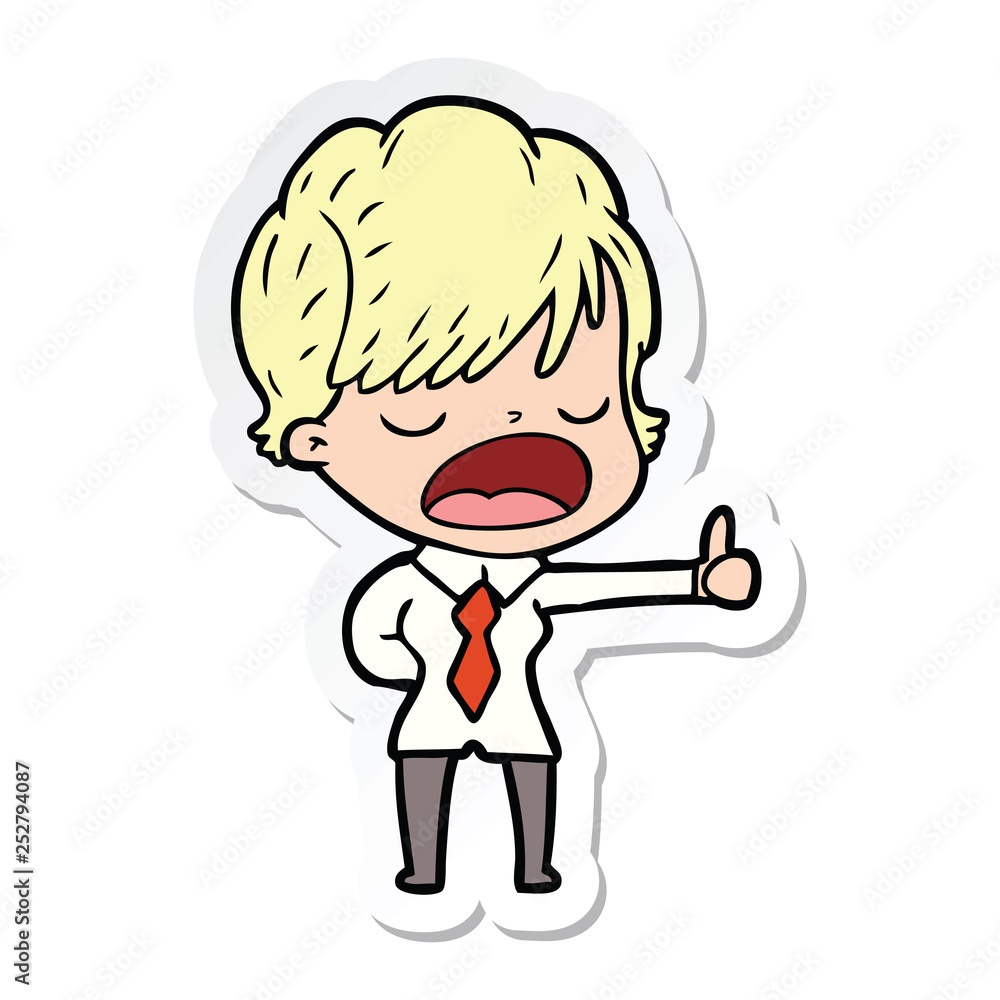 sticker of a cartoon woman talking sticker of a cartoon woman talking