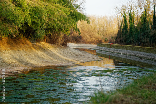 Drought water canal caused by natural disasters in the dry season