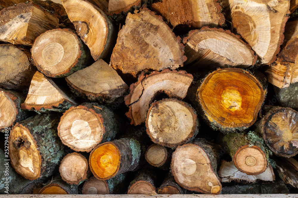 Close up of a pile of chopped wood ready for winter Close up of a pile of chopped wood ready for winter