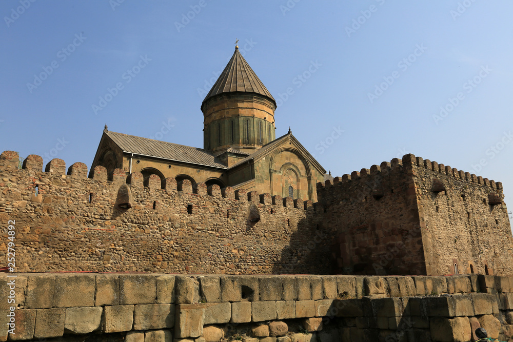 Town Mtskheta. Svetitskhoveli Orthodox Cathedral in Georgia