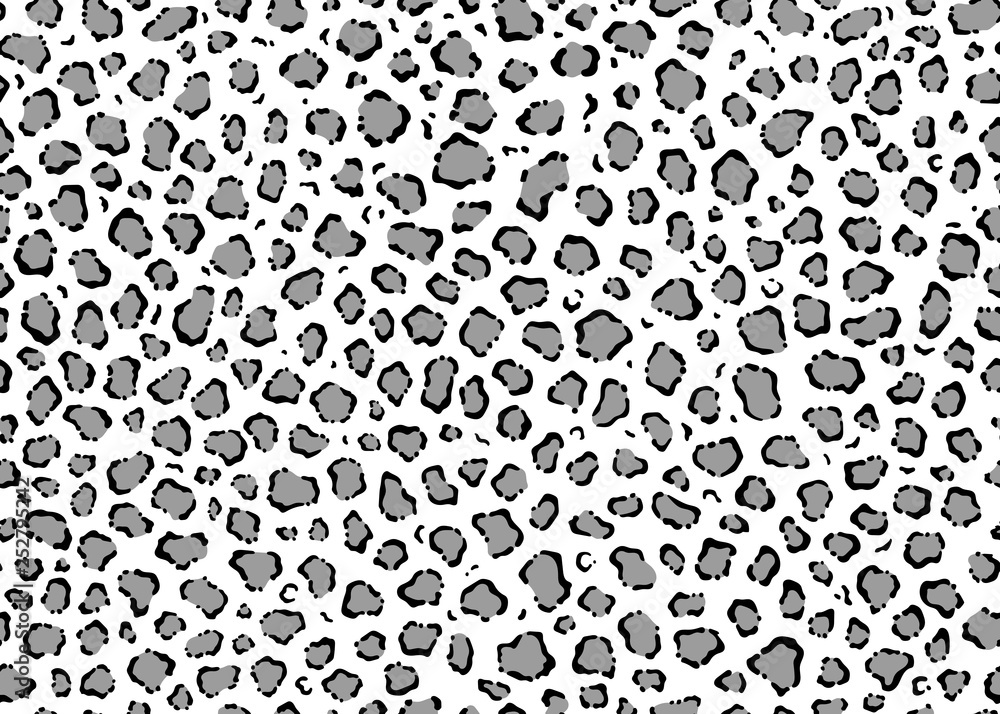 Grey Seamless Leopard pattern design, vector illustration background. Fur  animal skin design illustration for web, fashion, textile, print, and  surface design Stock Vector