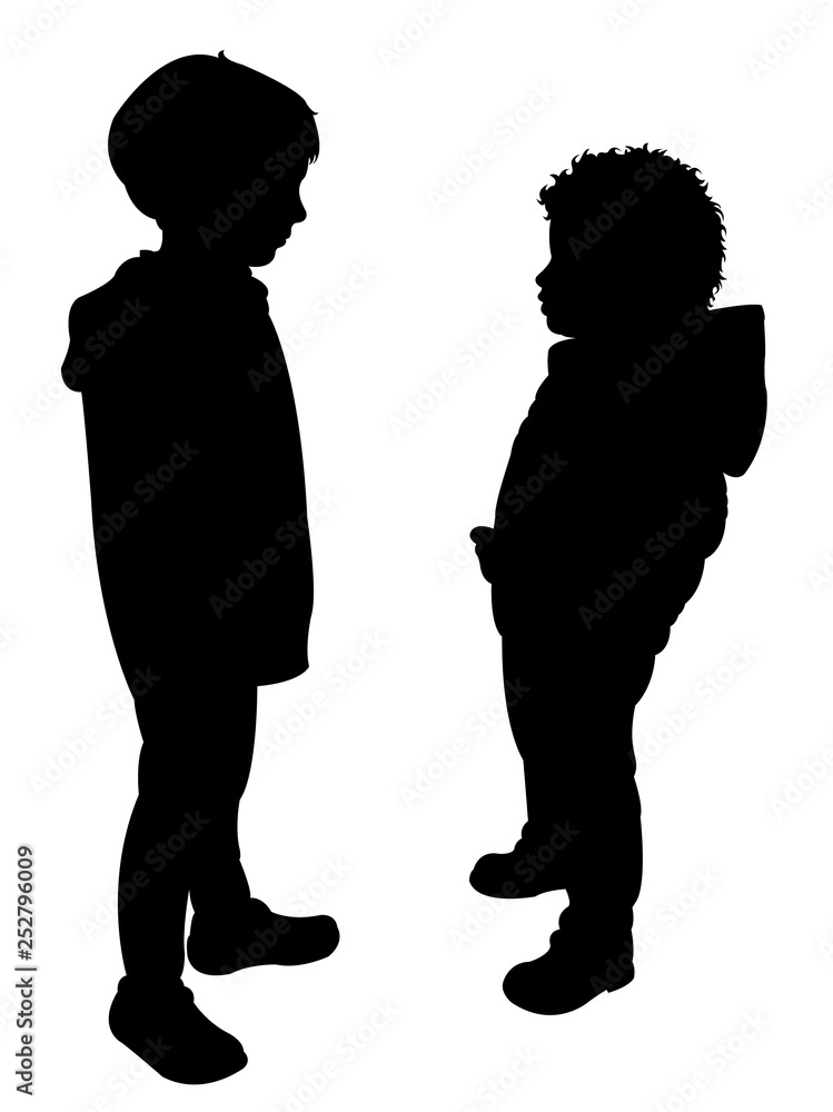 two boys making chat, silhouette vector two boys making chat, silhouette vector