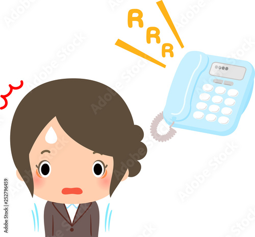 電話の着信音にギョッとするビジネスウーマン