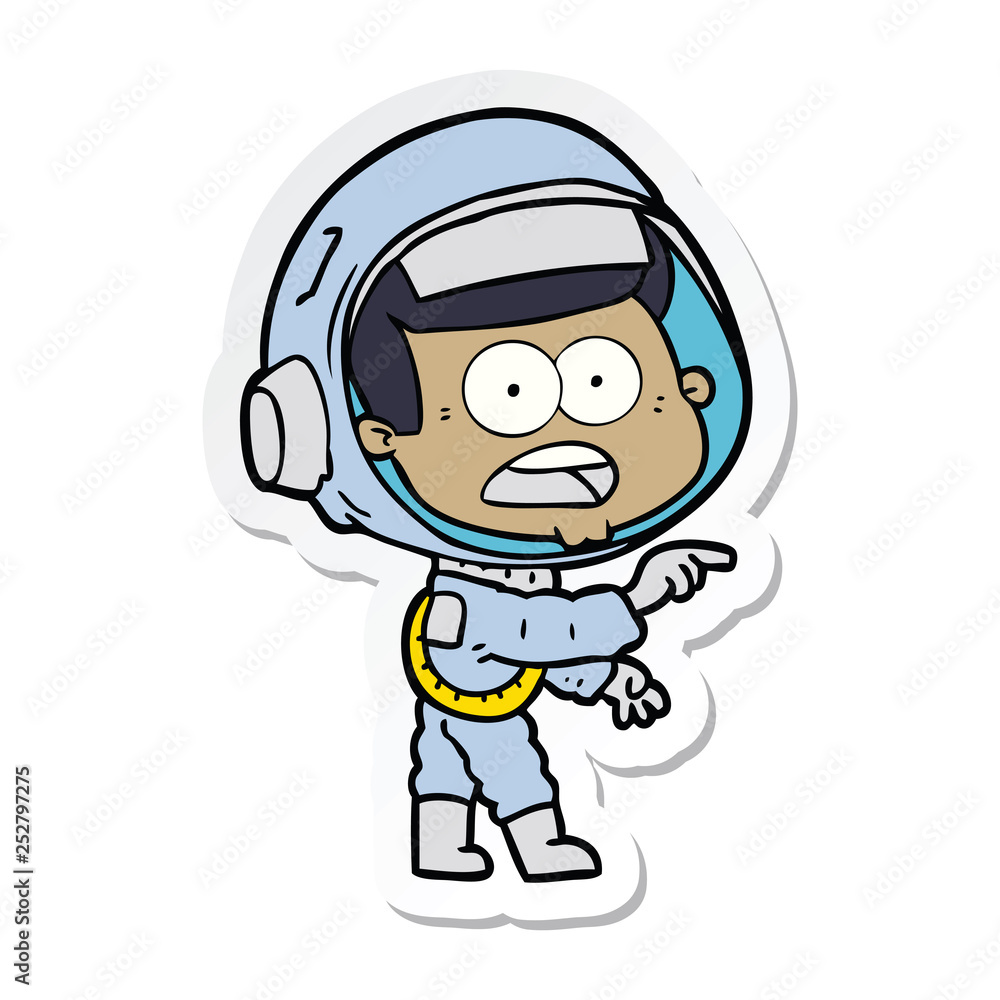 sticker of a cartoon surprised astronaut