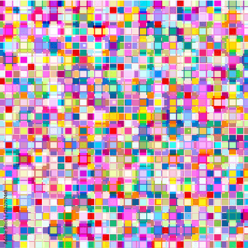 Mosaic of colored cubes on a white background. 