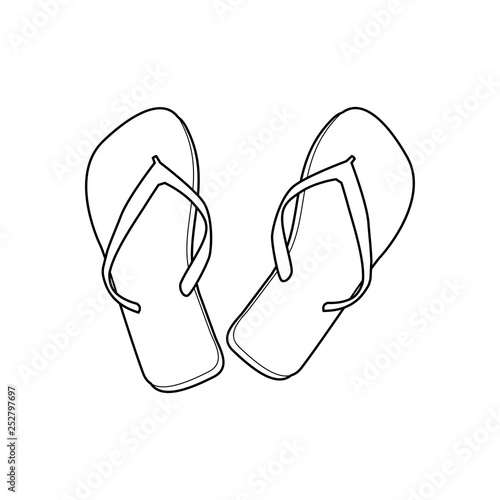 Icono plano lineal chanclas en color negro