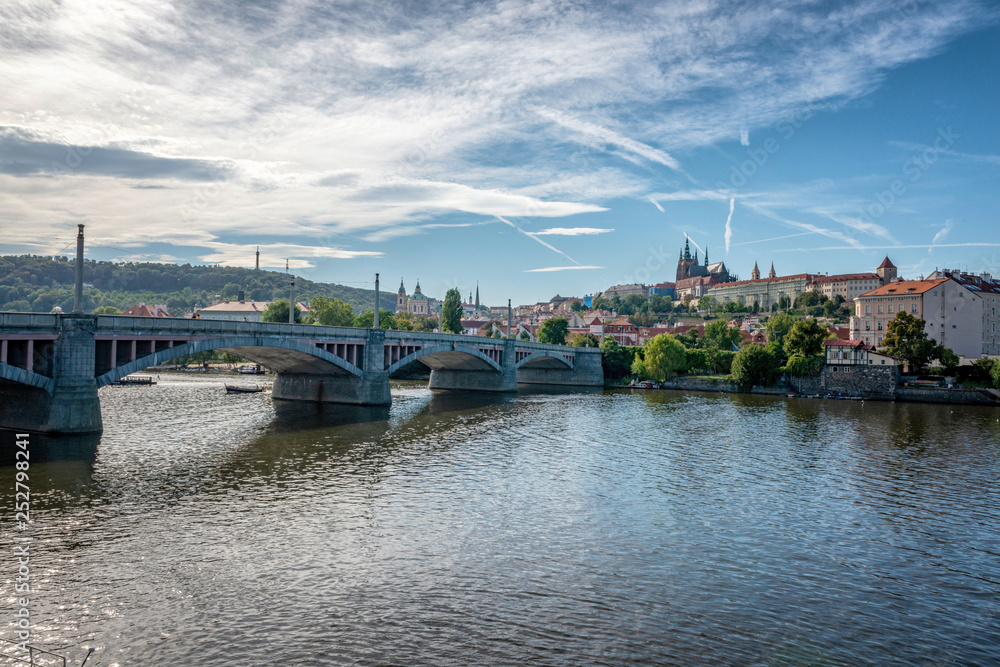 Fototapeta premium The Charles bridge and the river Vltava Prague Czech republic