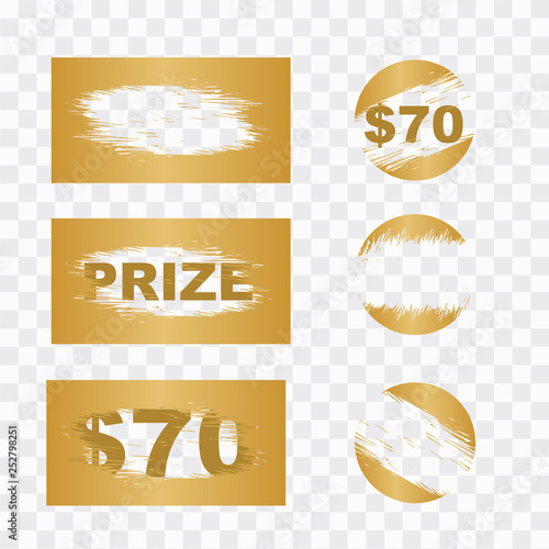 Scratch card elements. Lottery scratch and win game card background.