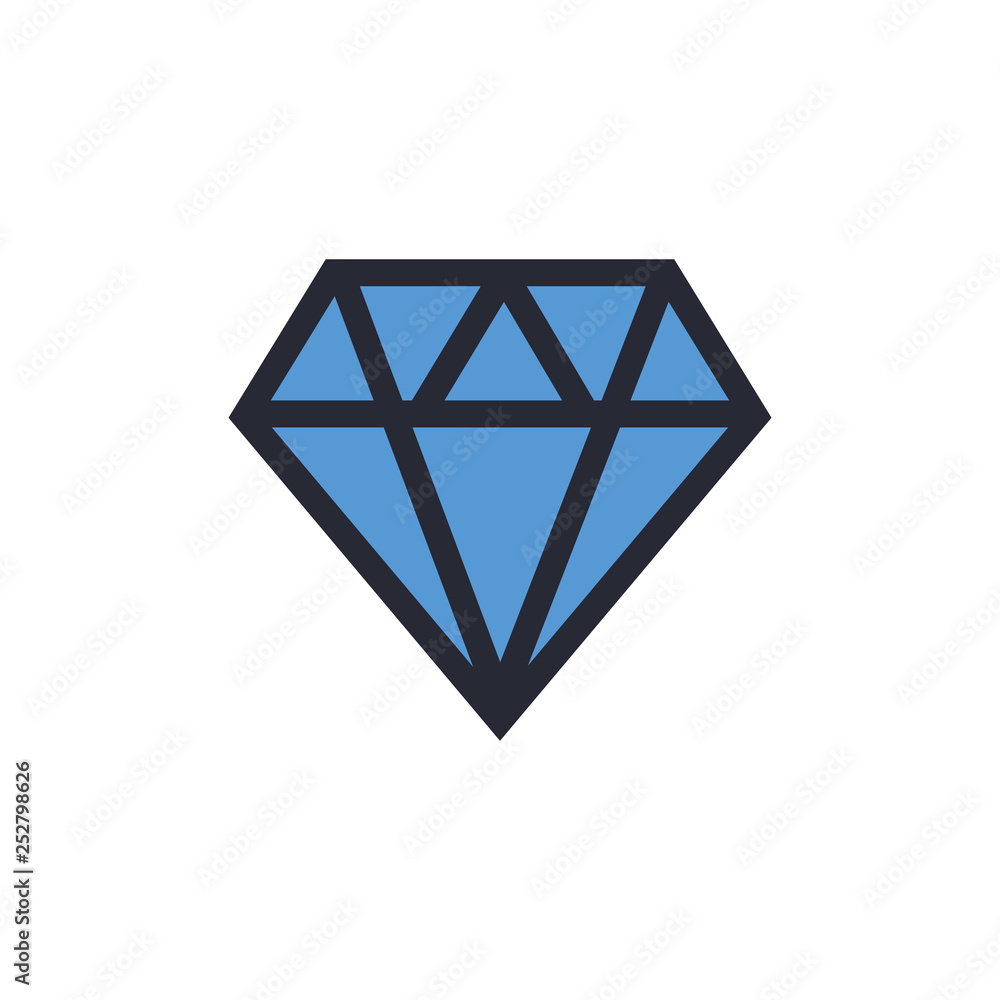 Diamond flat vector icon. Brilliant vector icon Diamond flat vector icon. Brilliant vector icon