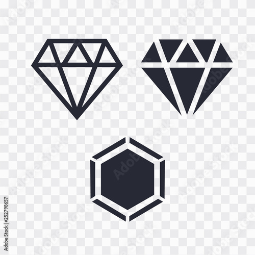 Diamond icons set. Diamond line icon. Diamond outline vector sign