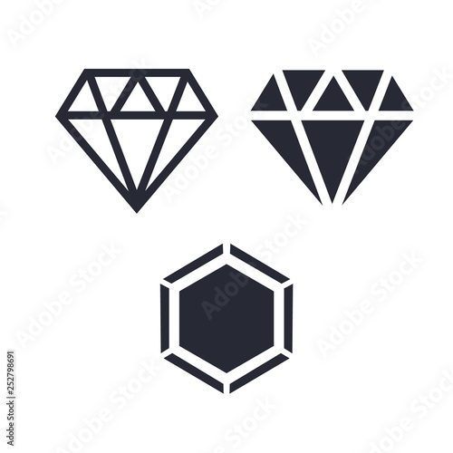Diamond icons set. Diamond line icon. Diamond outline vector sign