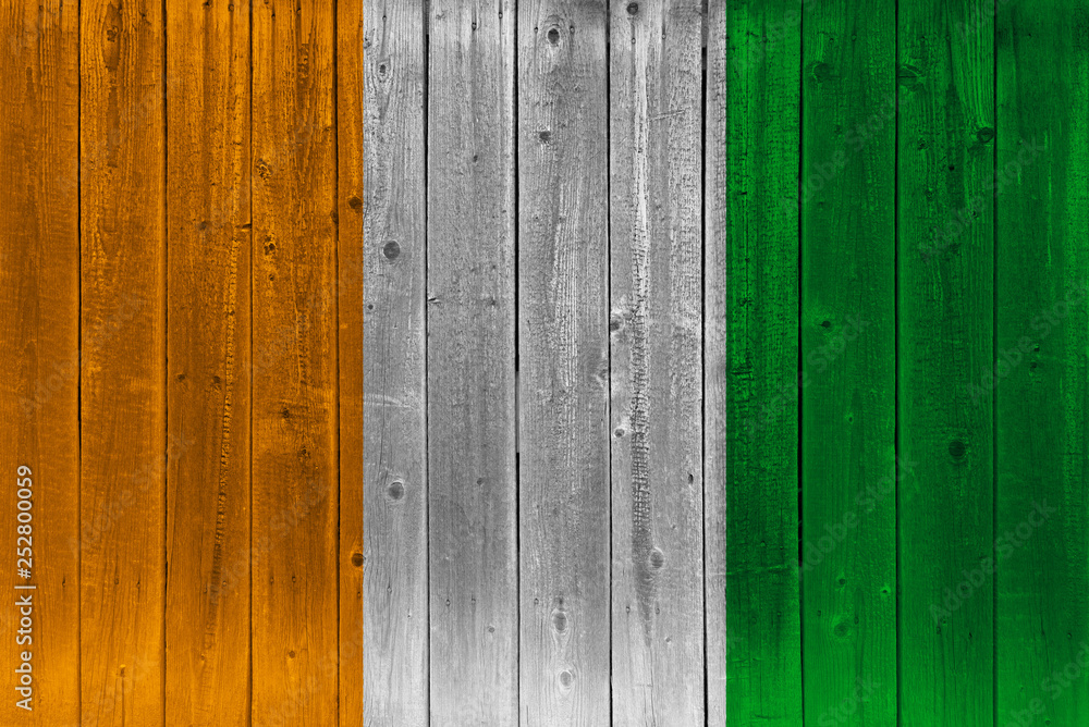 cote d'ivoire - Ivory Coast flag painted on old wood plank