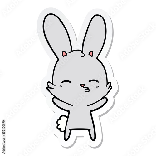 sticker of a curious bunny cartoon