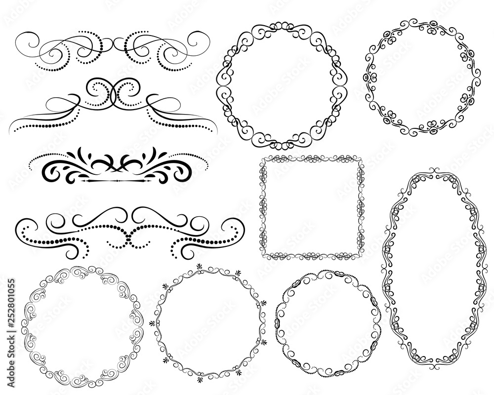 Set of dborders, framesecorative florish dividers, Set of dborders, framesecorative florish dividers,