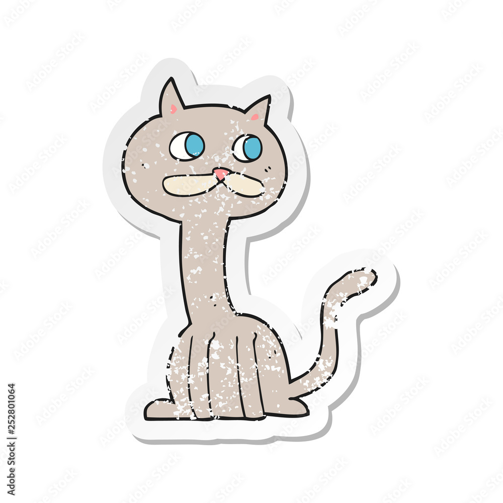 retro distressed sticker of a cartoon cat retro distressed sticker of a cartoon cat