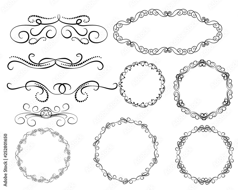 Set of dborders, framesecorative florish dividers, Set of dborders, framesecorative florish dividers,