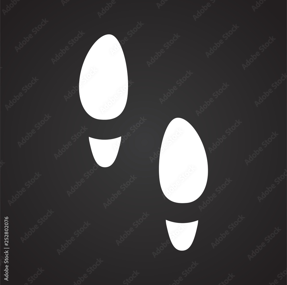 Footprint icon on black background for graphic and web design. Simple vector sign. Internet concept symbol for website button or mobile app. Footprint icon on black background for graphic and web design. Simple vector sign. Internet concept symbol for website button or mobile app.