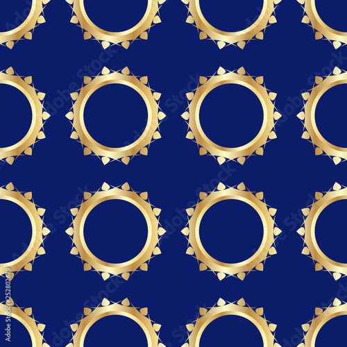 Seamless pattern with golden wedding rings on dark background. The image is made in a realistic style