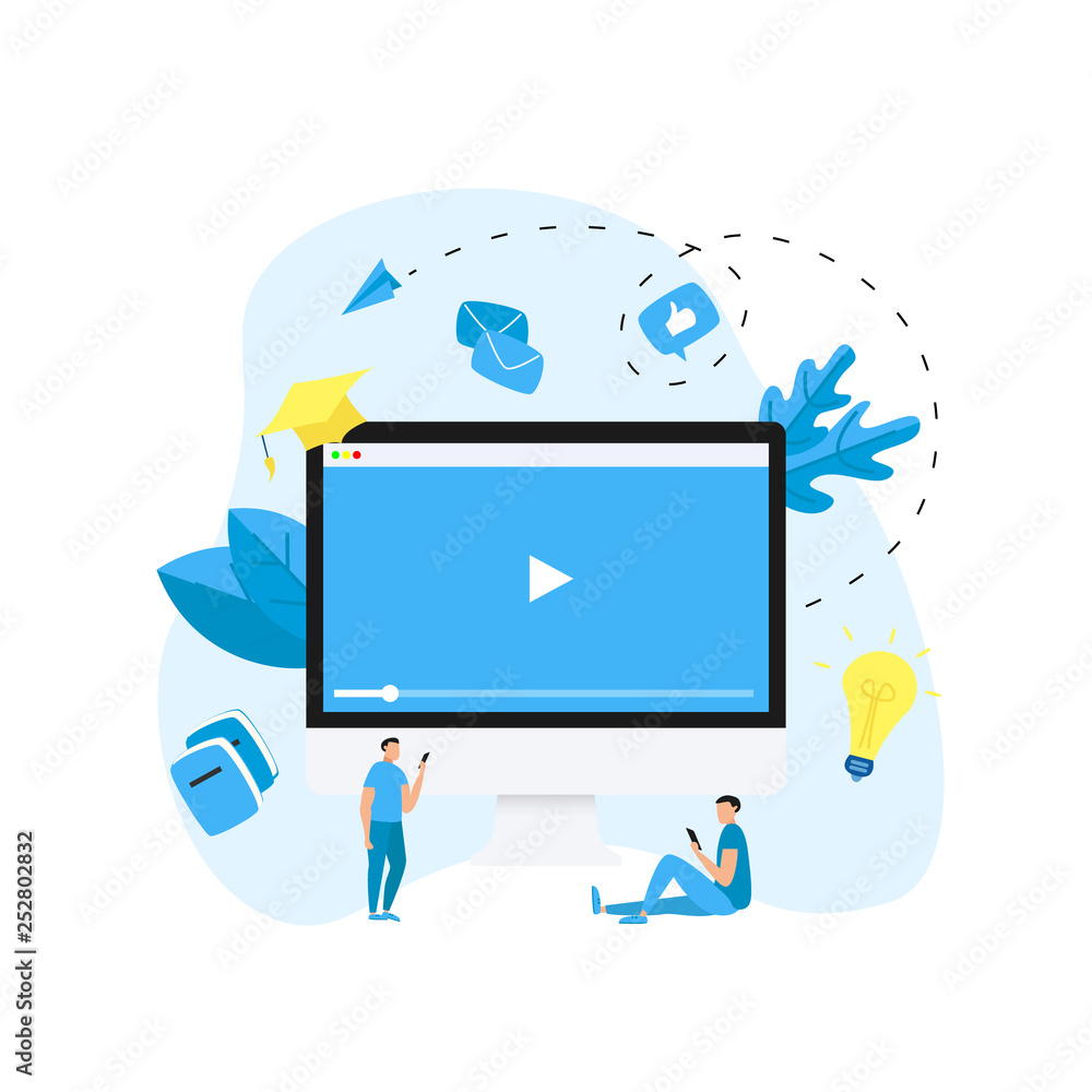 Webinar, internet conference, web based seminar, online education, e-learning flat design concept Webinar, internet conference, web based seminar, online education, e-learning flat design concept