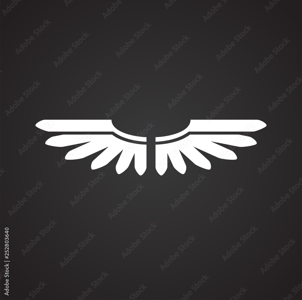 Obraz premium Wing icon on black background for graphic and web design. Simple vector sign. Internet concept symbol for website button or mobile app.