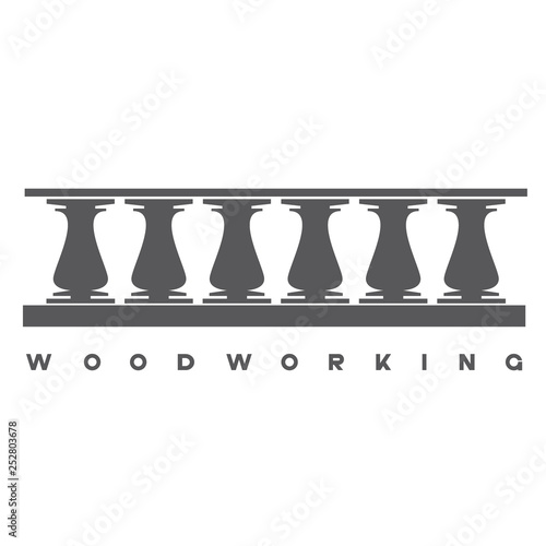 Wallpaper Mural illustration consisting of several wooden balusters in the form of a symbol or