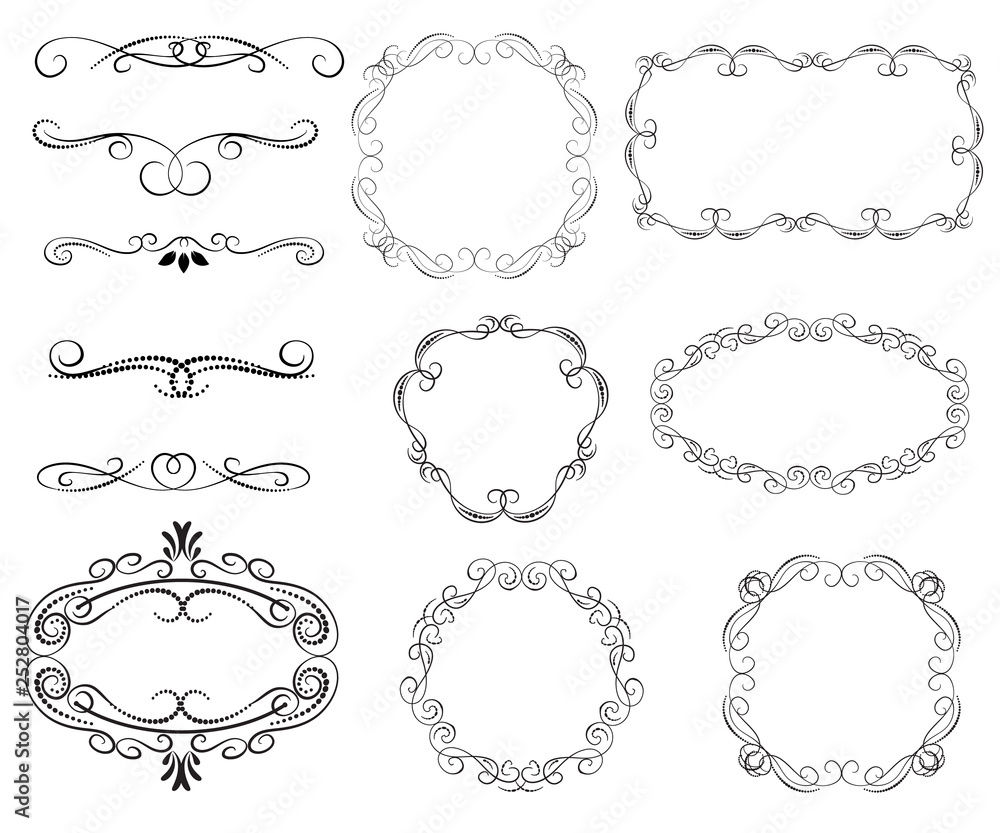Set of dborders, framesecorative florish dividers, Set of dborders, framesecorative florish dividers,