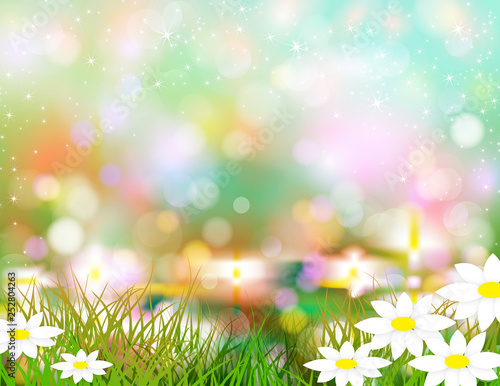 抽象的な背景とデイジー