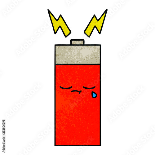 retro grunge texture cartoon battery