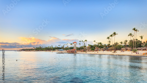Sun set at Bayahibe beach, La Romana, Dominican republic