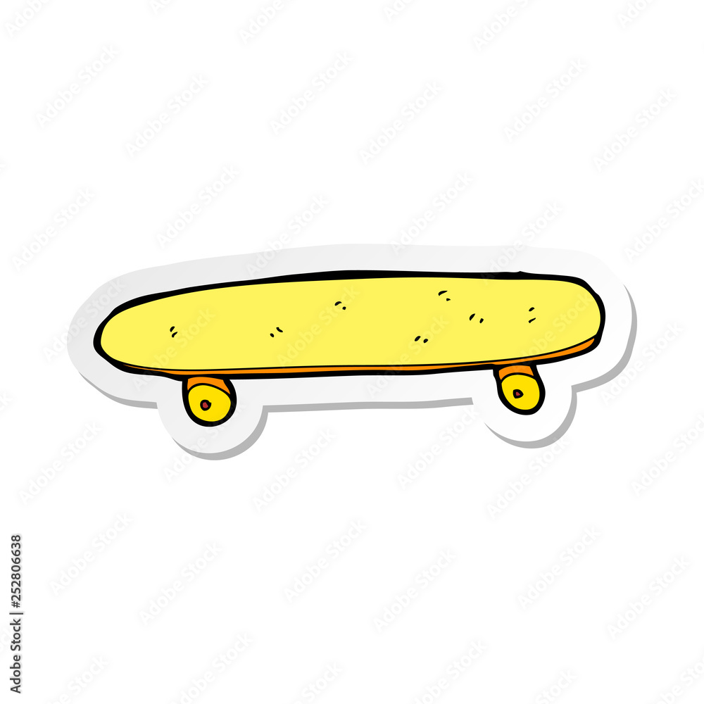 sticker of a cartoon skateboard sticker of a cartoon skateboard