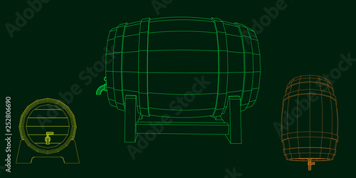 Wooden barrel with tap. Vec...