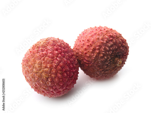 Tasty litchi fruit on white background