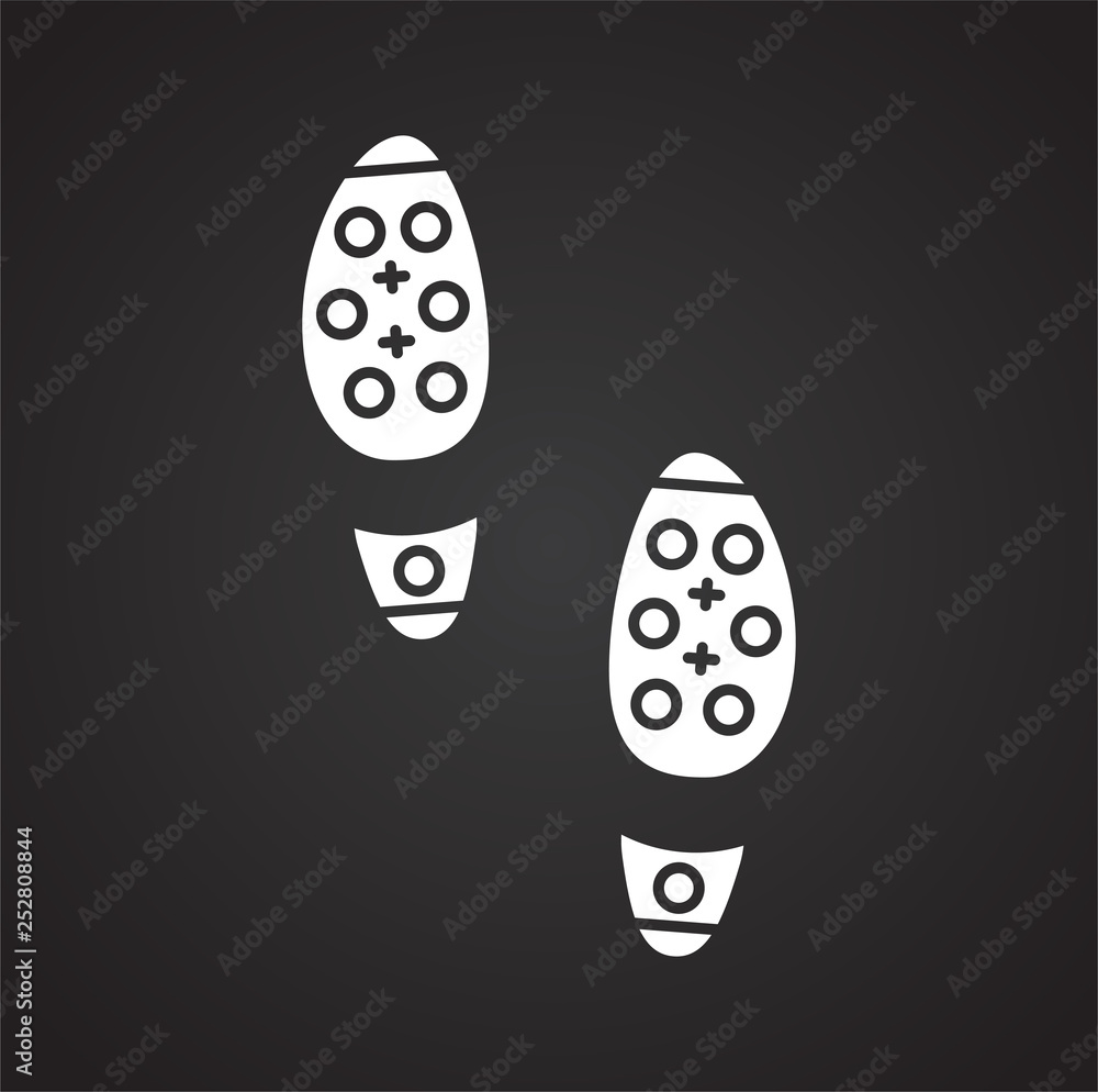 Footprint icon on black background for graphic and web design. Simple vector sign. Internet concept symbol for website button or mobile app. Footprint icon on black background for graphic and web design. Simple vector sign. Internet concept symbol for website button or mobile app.