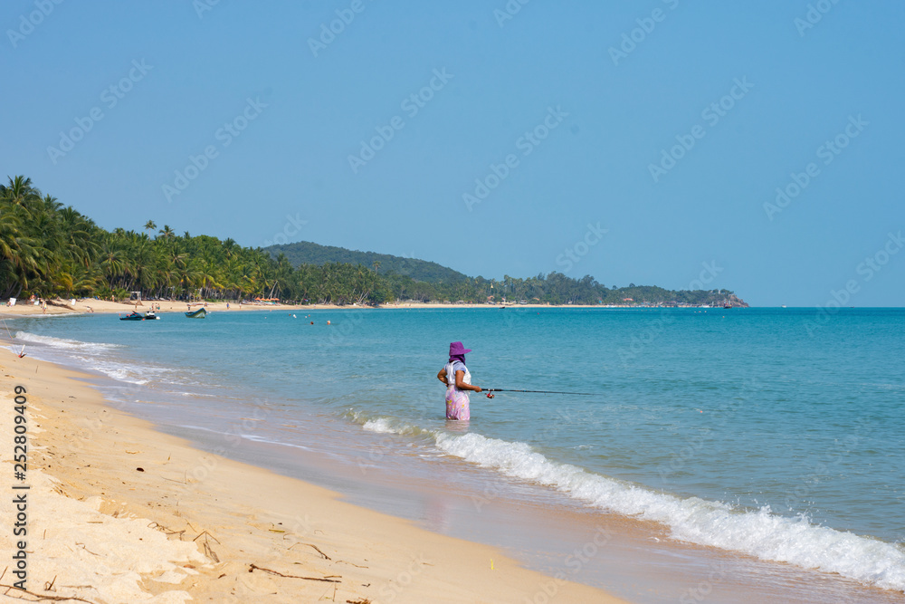 woman on fishing