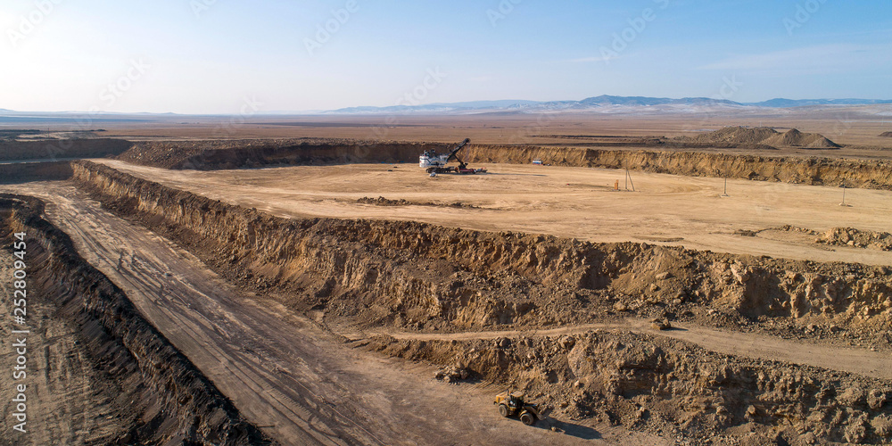 Coal mining in open pit