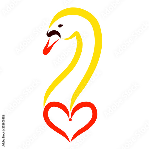 Cute question mark, swan head and heart