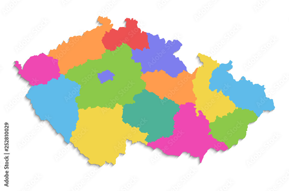 Czech Republic map, new political detailed map, separate individual regions, with state names, isolated on white background 3D blank Czech Republic map, new political detailed map, separate individual regions, with state names, isolated on white background 3D blank