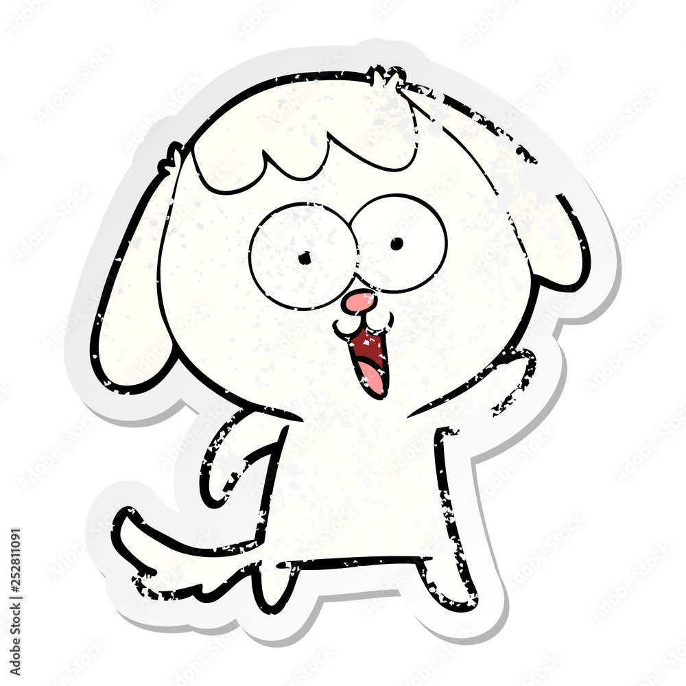 Obraz premium distressed sticker of a cute cartoon dog