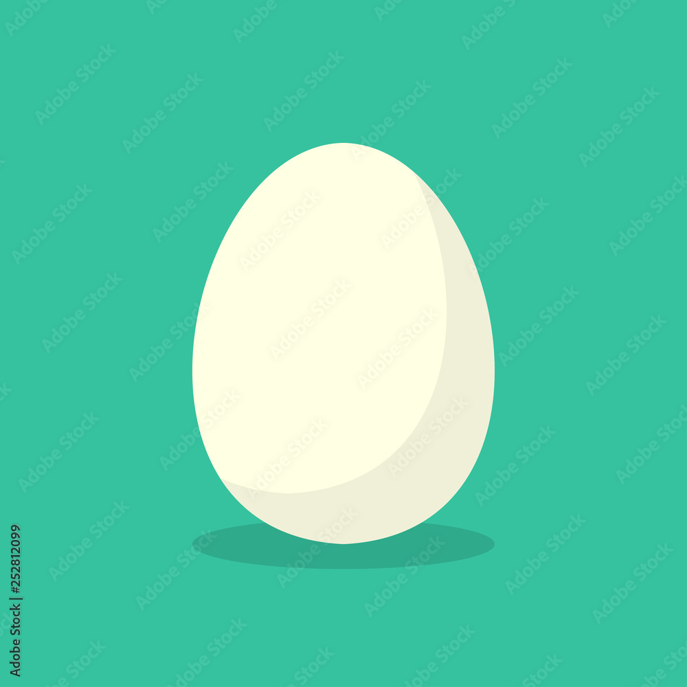Egg. Egg in flat design with shadow on green background. Isolated Egg on green background Egg. Egg in flat design with shadow on green background. Isolated Egg on green background