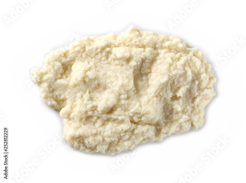 Horseradish sauce isolated on white background, top view