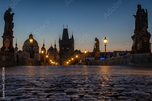 Charles Bridge and the river Vltava Prague czech republic