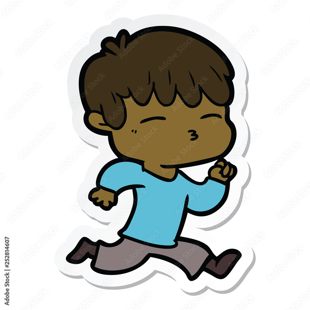 sticker of a cartoon curious boy sticker of a cartoon curious boy