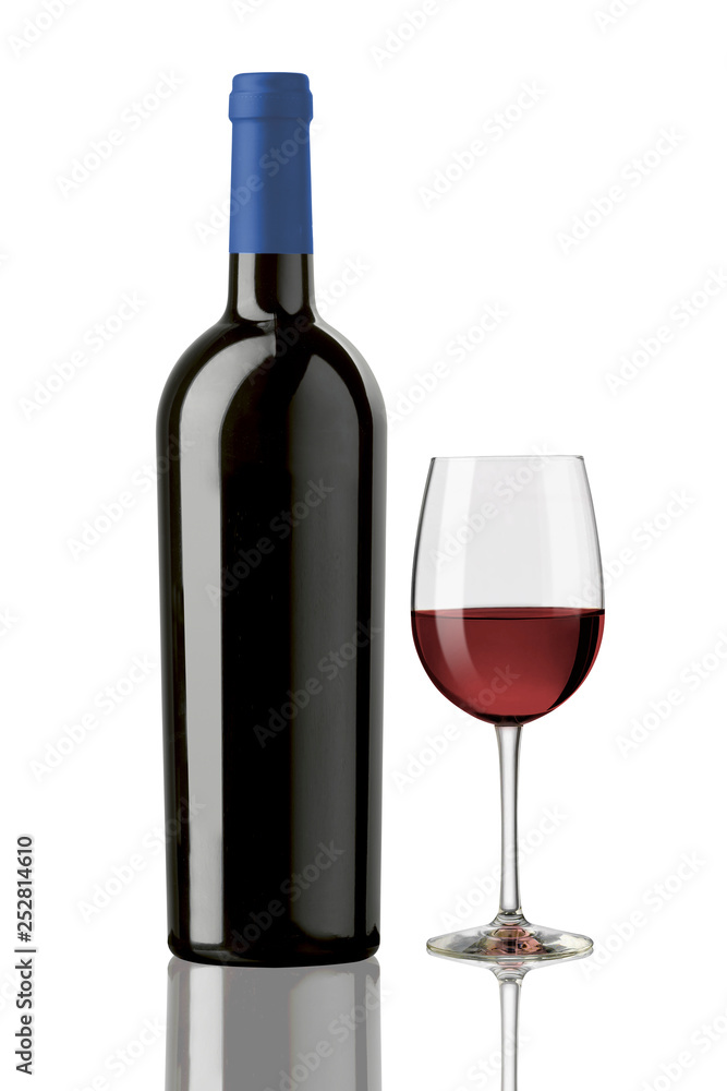 red wine bottles and glass