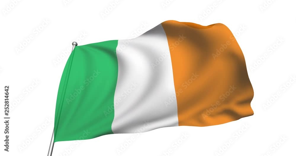 flag of Ireland with fabric structure in the wind, with an alpha channel (semi-transparent, loopable) flag of Ireland with fabric structure in the wind, with an alpha channel (semi-transparent, loopable)