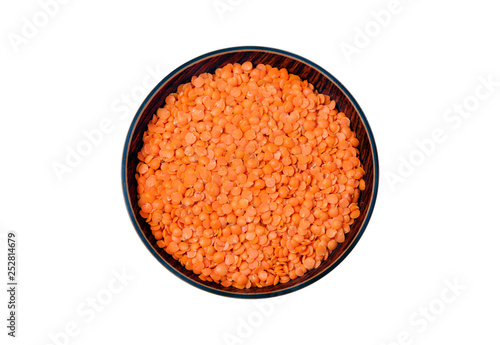 Split Red Lentils/ Masoor Also Know as Masoor Dal/Red Gram, , Heap of red split masoor, Raw lentil, Pakistani/Indian beans isolated on white Background