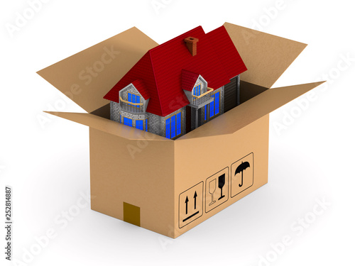 cargo box with house. Isola...
