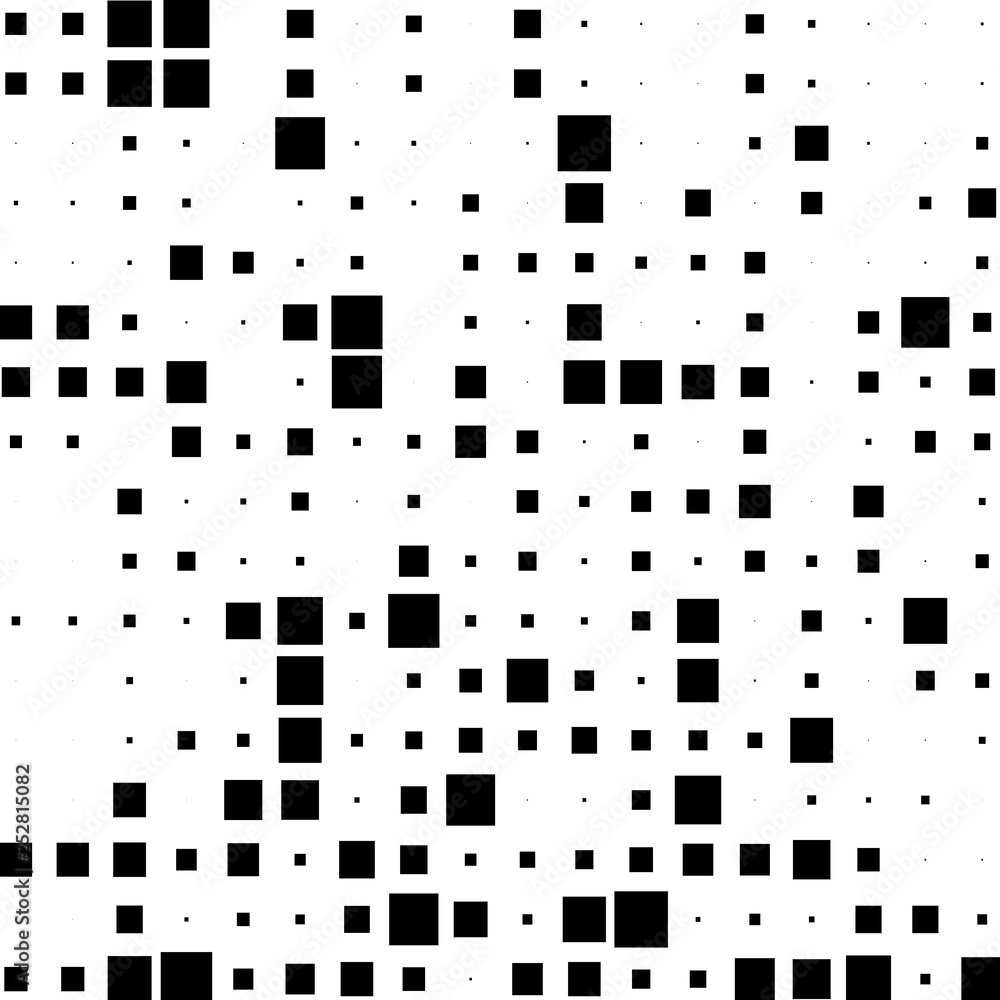 Mosaic of black squares on a white background
