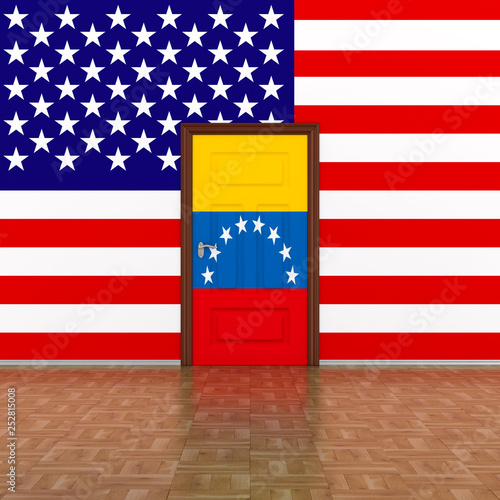 flag Venezuela and USA on w...