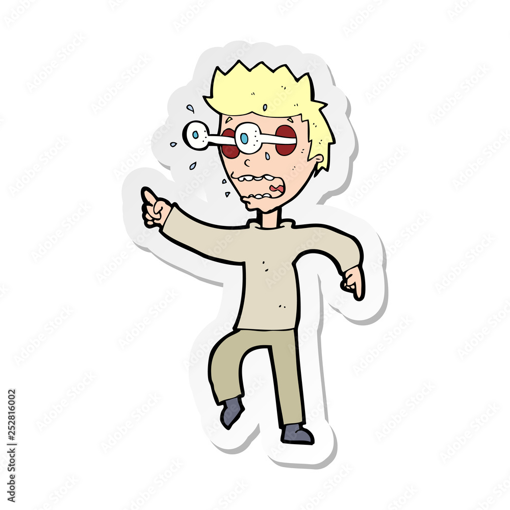 sticker of a cartoon man with popping out eyes sticker of a cartoon man with popping out eyes