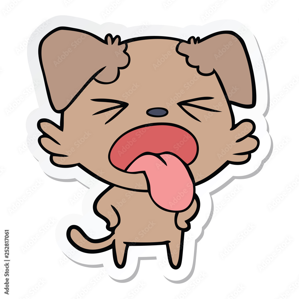 sticker of a cartoon disgusted dog sticker of a cartoon disgusted dog